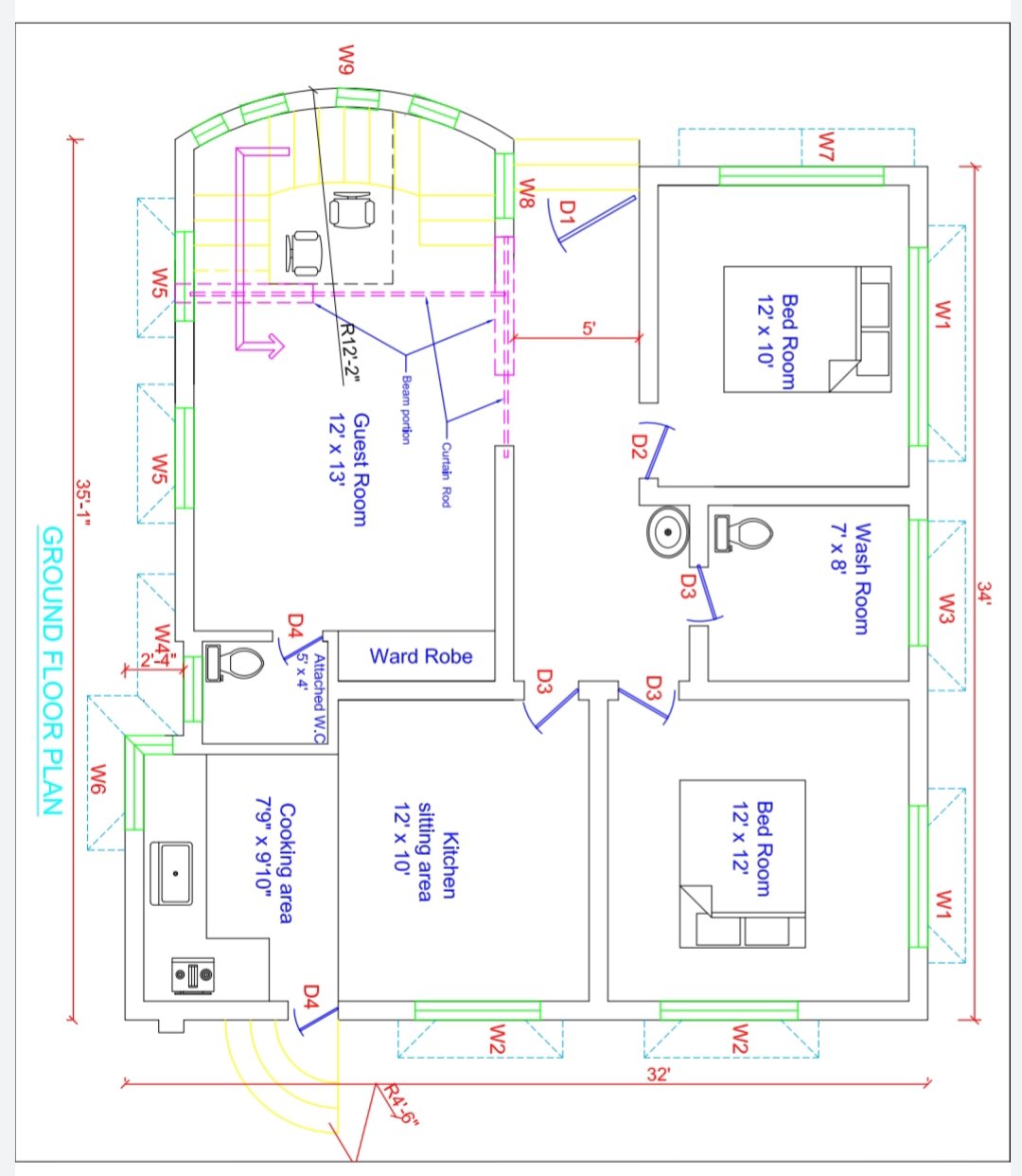 2d-plan-and-elevations-service-chinar-building-corporation-kashmir